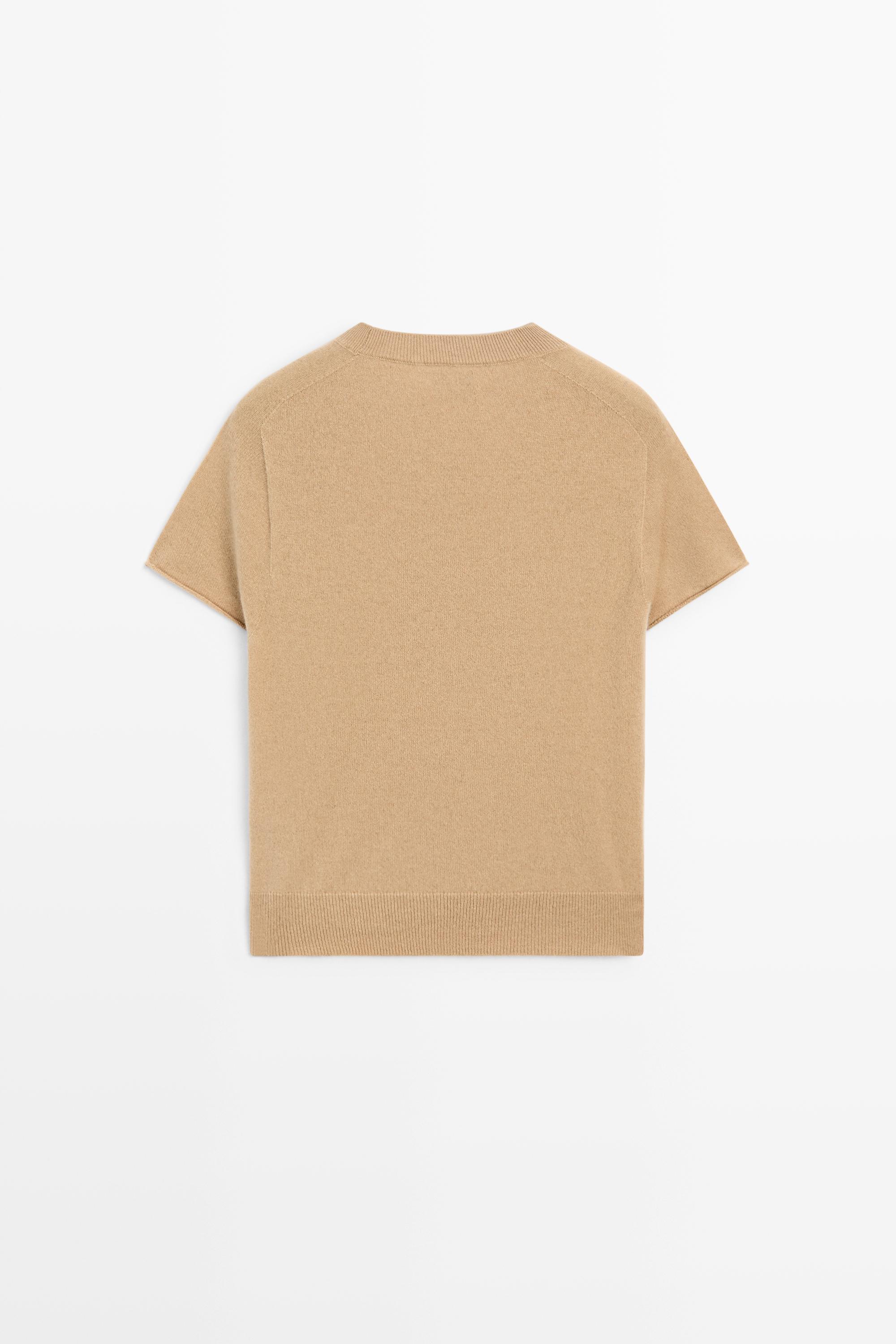 100% cashmere short sleeve knit sweater